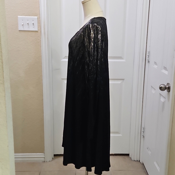 Karen Kane Elegant Black Metallic Print Maggie Dress Size Large - Picture 5 of 8